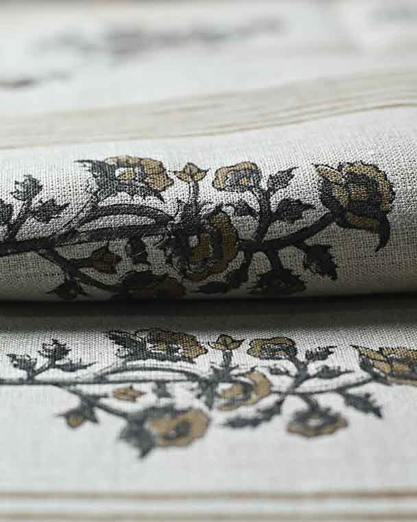 Arla Hand Block Printed Linen Fabric Linen Fabric