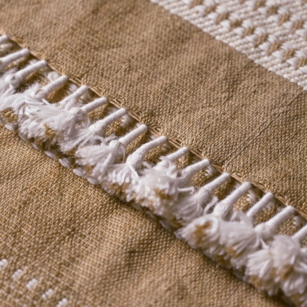 Handwoven Vintage Bhujodi Bed Throw -Mustard Yellow - 50" x 90" Handloom Throws
