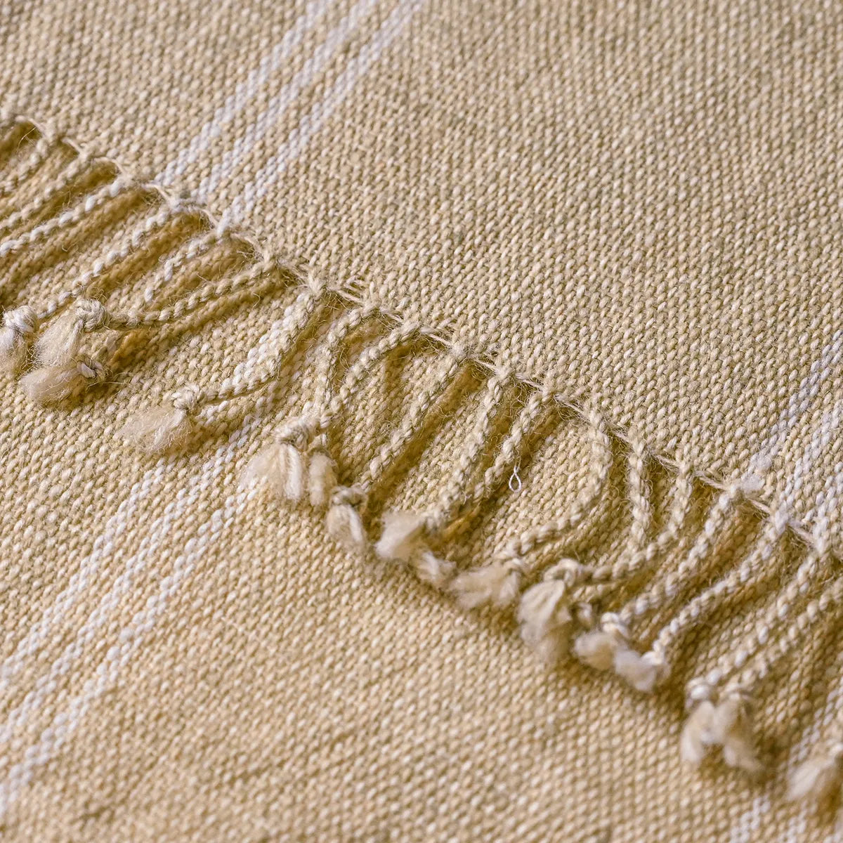 Bhujodi Vintage Handwoven Wool Bed Throw – Golden Yellow Handloom Throws