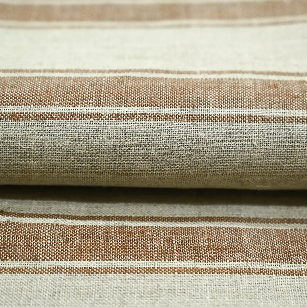 4.5 Yards Cut Out-Brownie Ticking Stripe Upholstery Fabric Linen Fabric
