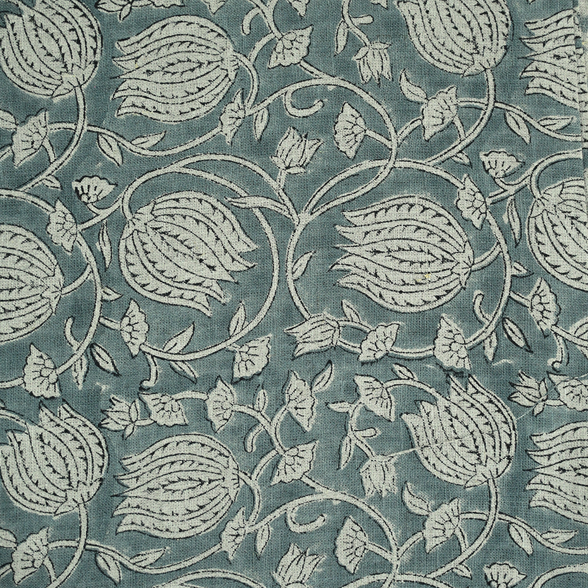 Vivienne Block Print Upholstery Linen Fabric Yard Blue Black White Linen Fabric