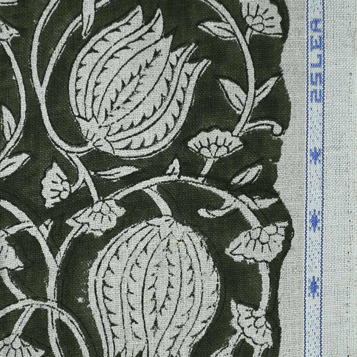 Vivienne Block Print Upholstery Linen Fabric Linen Fabric