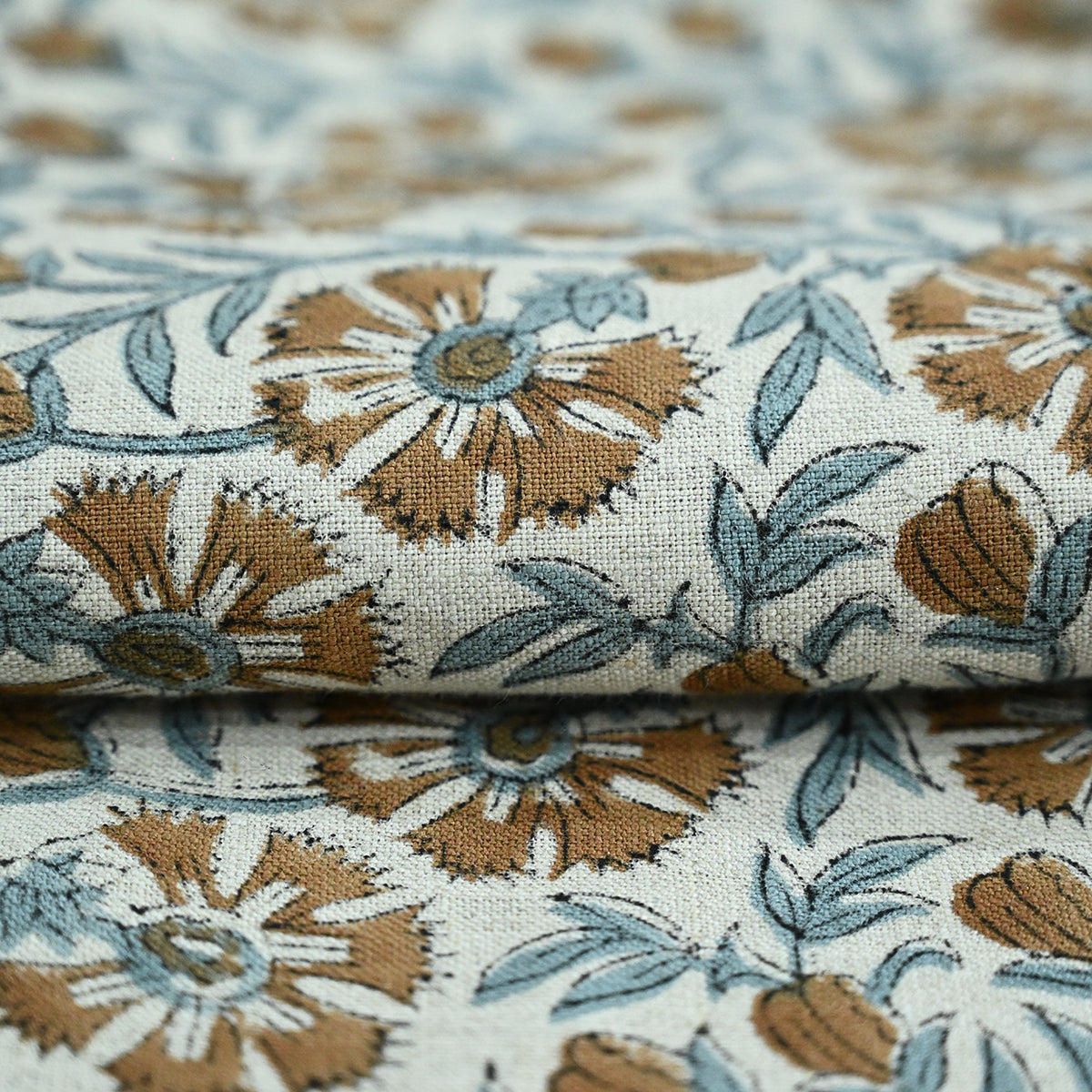Veronica Hand Block Printed Linen Fabric Linen Fabric