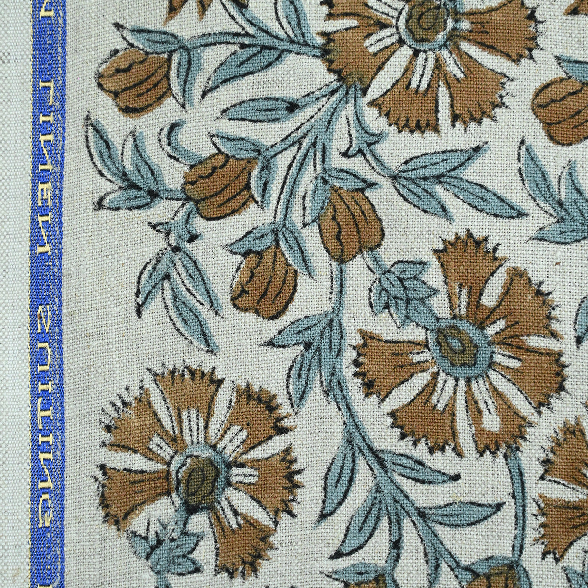 Veronica Hand Block Printed Linen Fabric Linen Fabric