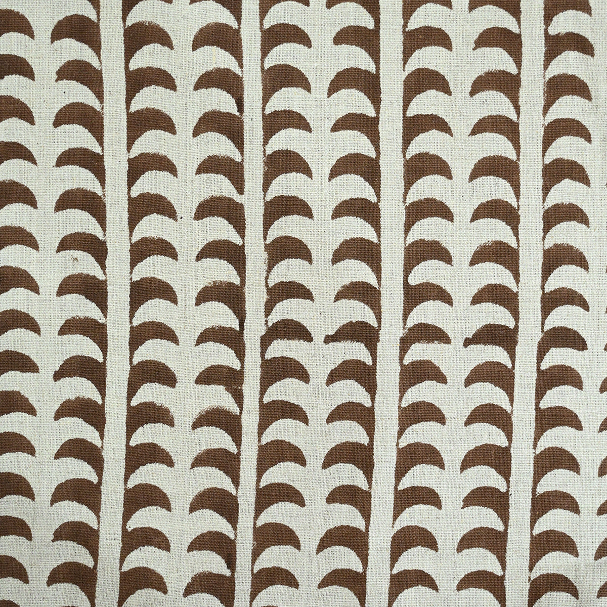 Dixie Hand Block Print Linen Fabric Yard Dark Brown Linen Fabric