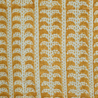 Dixie Hand Block Print Linen Fabric Yard Brown Beige Linen Fabric