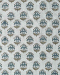 Anara Hand Block Printed Linen Teal Linen Fabric