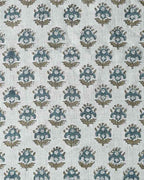 Anara Hand Block Printed Linen Teal Linen Fabric