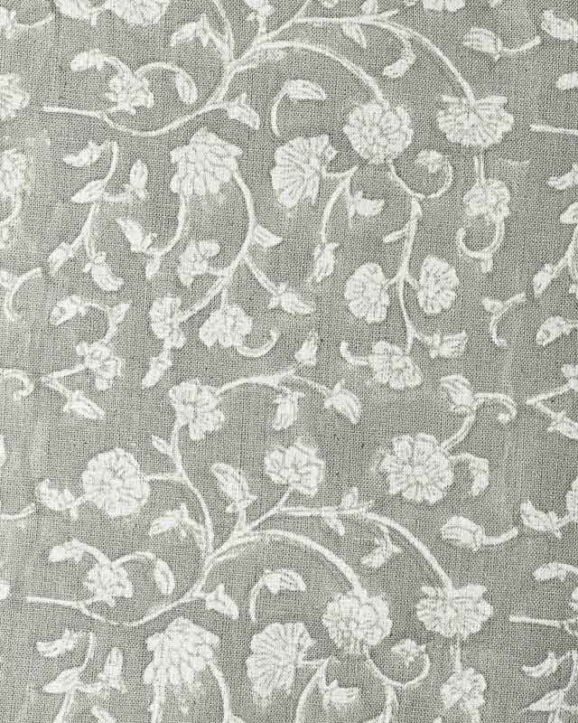 David Hand Block Printed Linen Off-White Linen Fabric