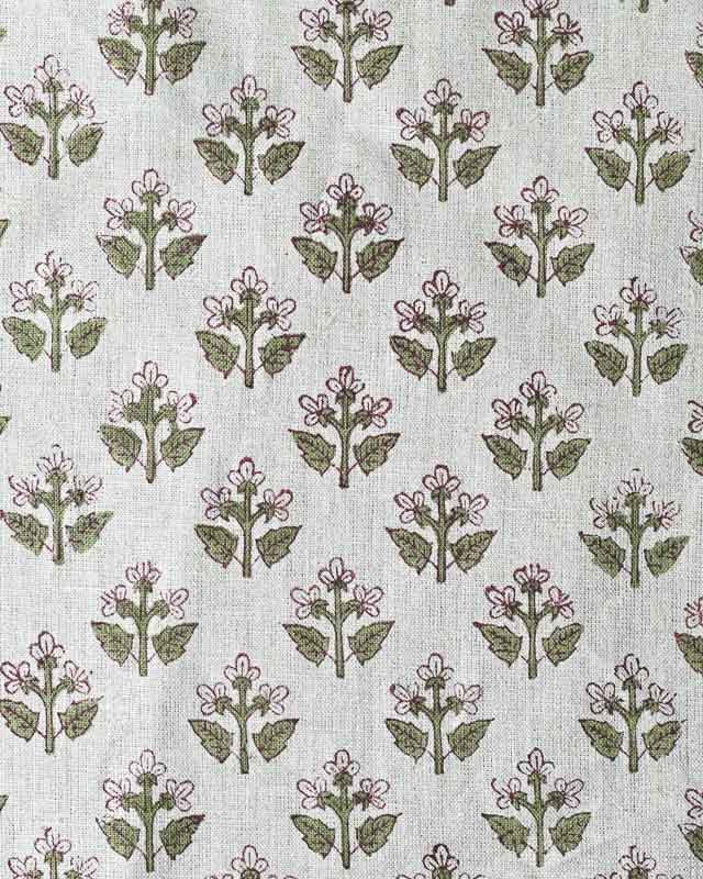 Gabby Natural Upholstery Fabric Warm White and Fern Linen Fabric