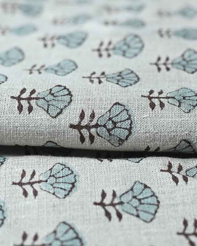 Arianna Block Printed Upholstery Linen Fabric Linen Fabric