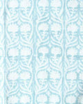 Henderson Floral Block Printed Linen Fabric Light Blue Linen Fabric