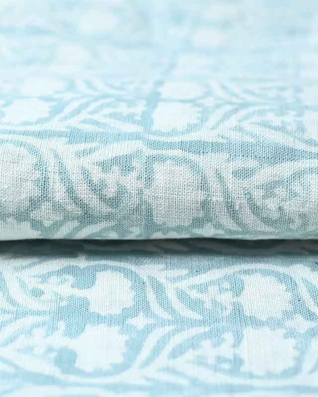 Henderson Floral Block Printed Linen Fabric Linen Fabric
