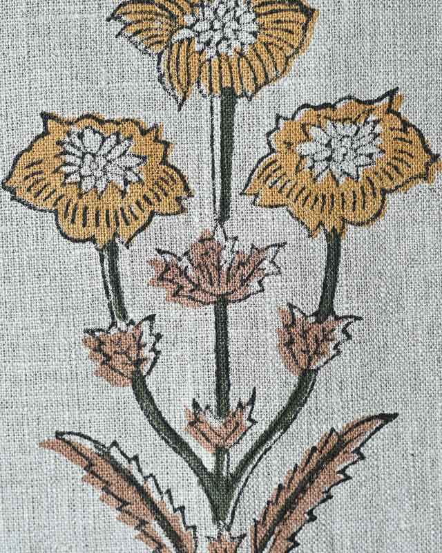 Leander Indian Block Print Linen Linen Fabric