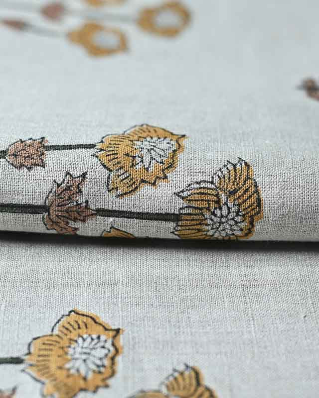 Leander Indian Block Print Linen Linen Fabric