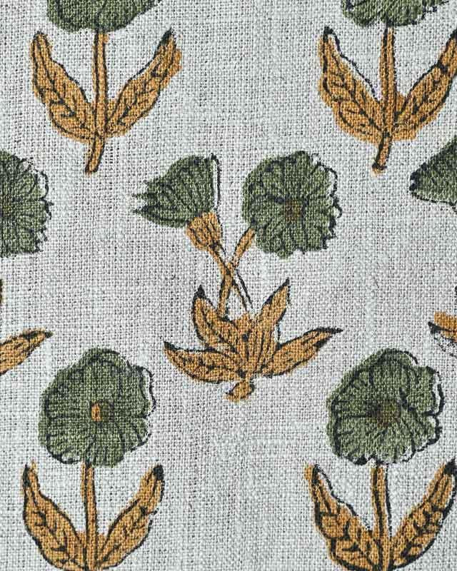 Amelia Premium Hand Block Printed Linen Linen Fabric