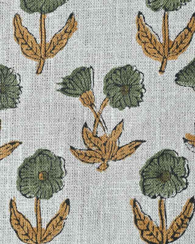 Amelia Premium Hand Block Printed Linen Linen Fabric