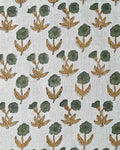 Amelia Premium Hand Block Printed Linen Natural Linen and Antique Gold Linen Fabric