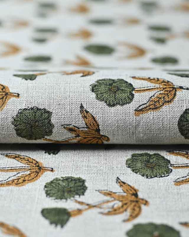 Amelia Premium Hand Block Printed Linen Linen Fabric