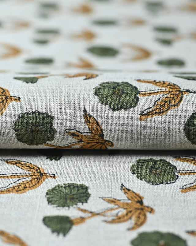 Amelia Premium Hand Block Printed Linen Linen Fabric