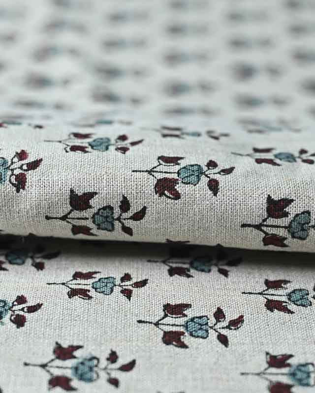 Amber Block Printed Linen Fabric Linen Fabric