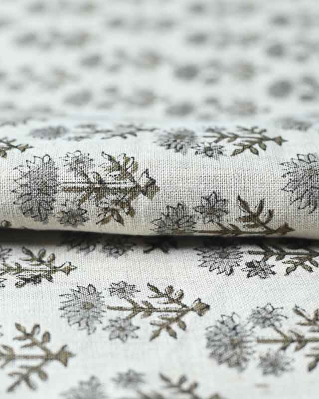 Sylvia Hand Block Printed Linen Fabric Linen Fabric