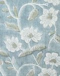 Vera Printed Linen Fabric Lagoon & Olive Green Linen Fabric