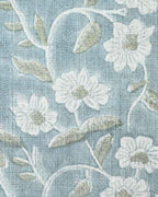 Vera Printed Linen Fabric Lagoon & Olive Green Linen Fabric