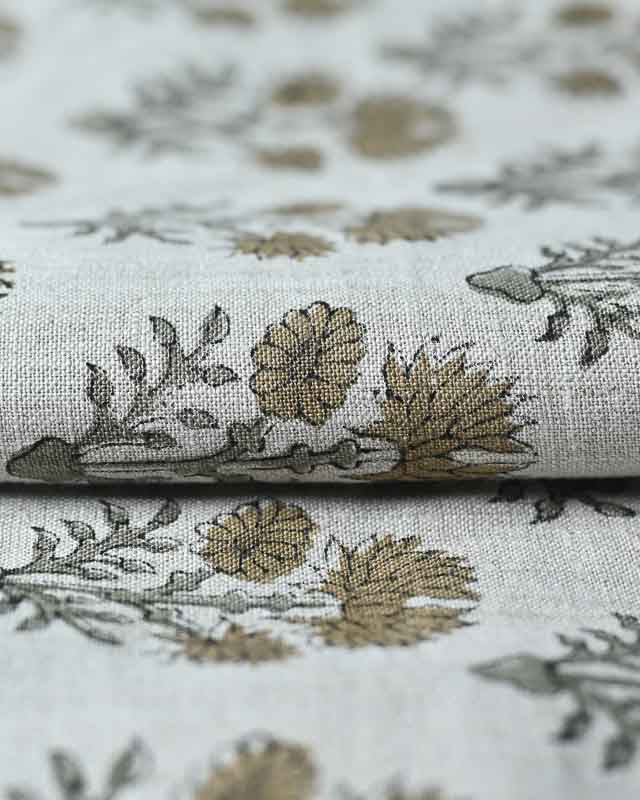 Sylvia Hand Block Printed Linen Fabric Linen Fabric
