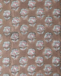 James Floral Linen Fabric Saddle Brown and Lagoon Linen Fabric