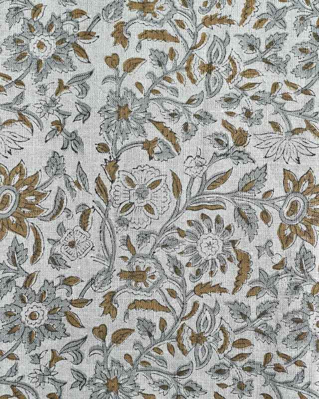 Euphemia Heavyweight Handloom Linen Fabric Natural Linen and Golden Teak Linen Fabric