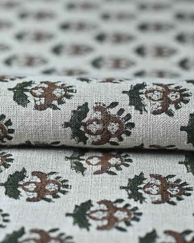 Anara Hand Block Printed Linen Linen Fabric