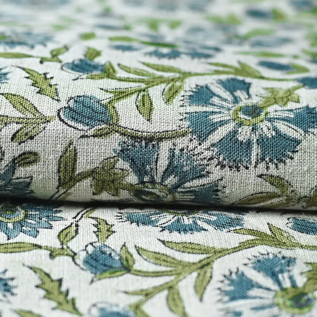 Veronica Hand Block Printed Linen Fabric Linen Fabric