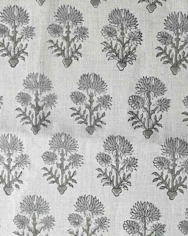 Sylvia Hand Block Printed Linen Fabric Light Taupe Linen Fabric
