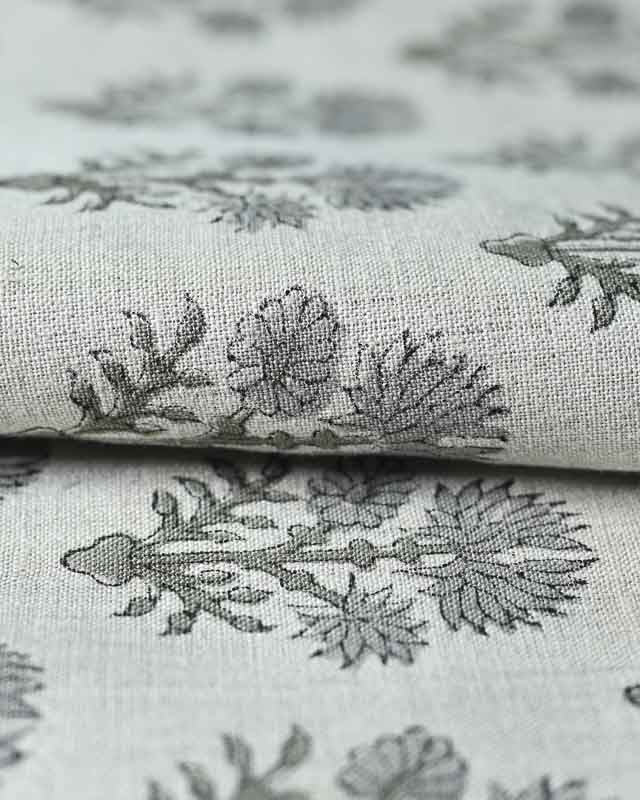 Sylvia Hand Block Printed Linen Fabric Linen Fabric