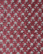 Zay Hand Block Printed Linen Upholstery Fabric Oxblood and Natural Linen Linen Fabric