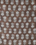 Jade Hand Block Printed Linen Fabric Otter Brown and Natural Linen Linen Fabric