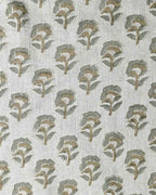 Peyton Floral Linen Fabric Beige and Sage Linen Fabric
