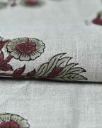 Marigold Hand Block Printed Linen Linen Fabric