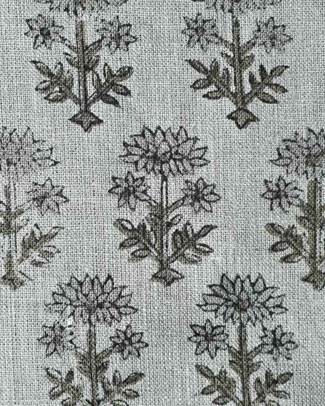 Sylvia Hand Block Printed Linen Fabric Linen Fabric