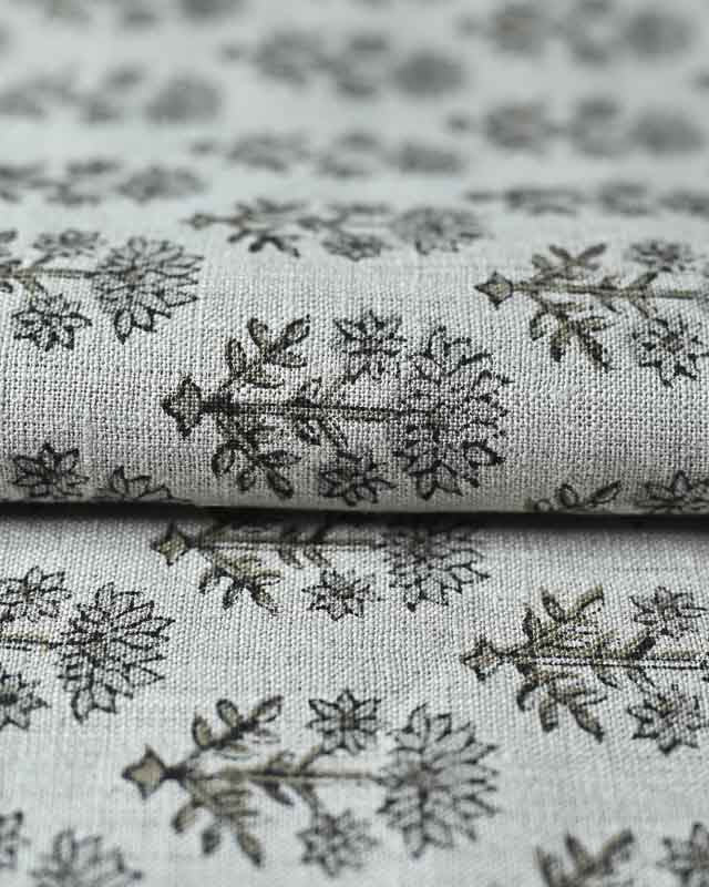 Sylvia Hand Block Printed Linen Fabric Linen Fabric