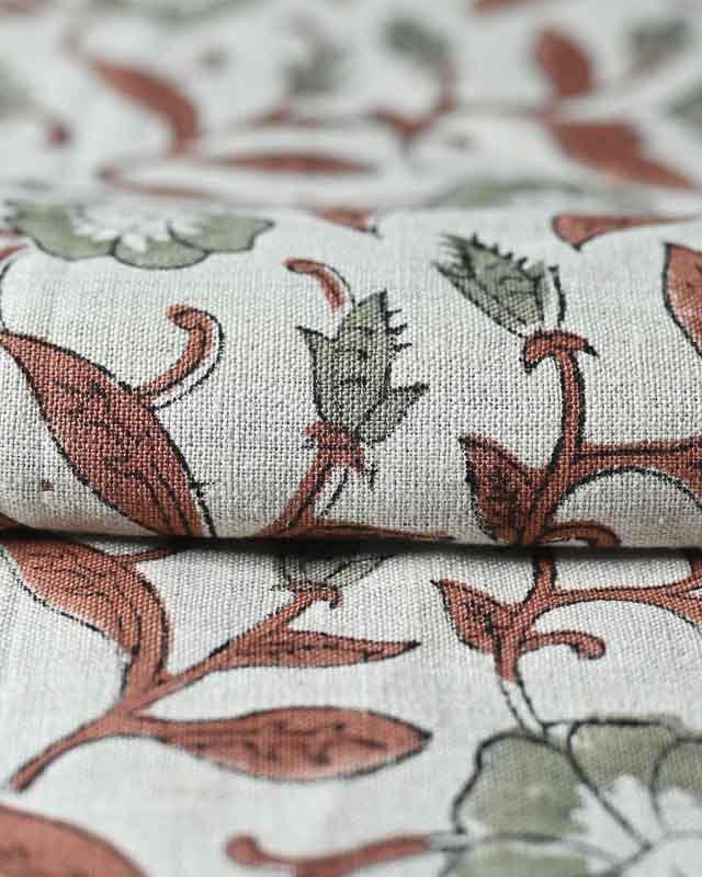 Ingrid Block Print Handloom Linen Fabric Linen Fabric