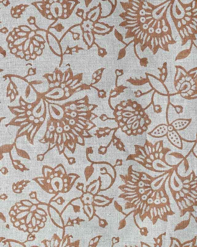 Willa Hand Block Printed Linen Alloy Orange Linen Fabric
