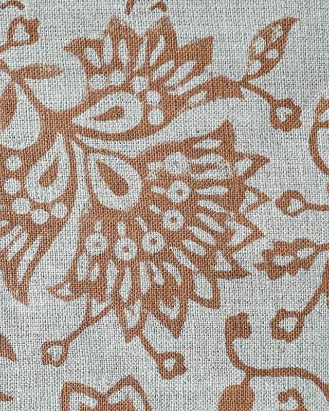 Willa Hand Block Printed Linen Linen Fabric