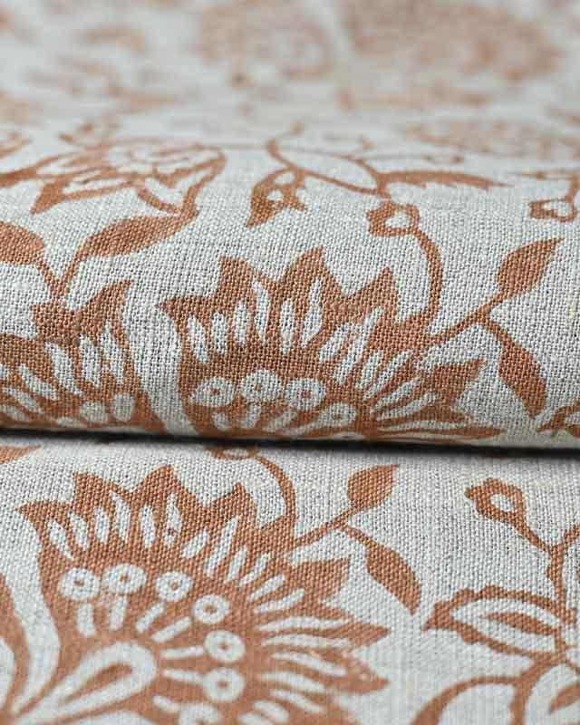 Willa Hand Block Printed Linen Linen Fabric