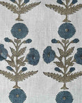 Nikita Hand Block Printed Linen Fabric Natural Linen and Oxford Blue Linen Fabric