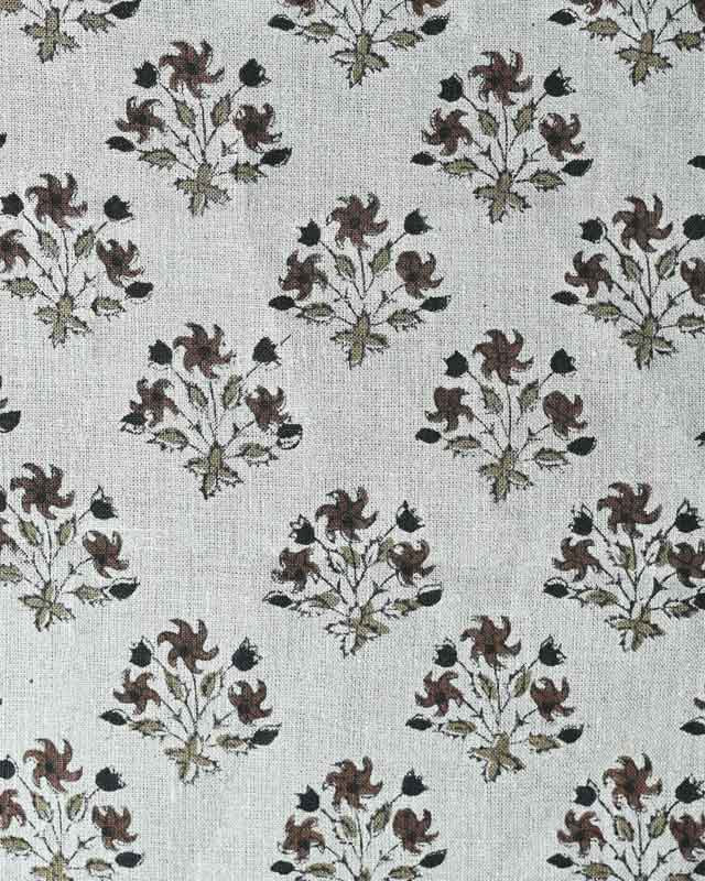 Isolde Hand Block Printed Linen Fabric Linen Fabric