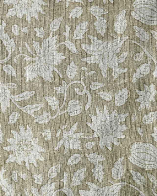 Adrian Hand Block Printed Linen Fabric Swatch