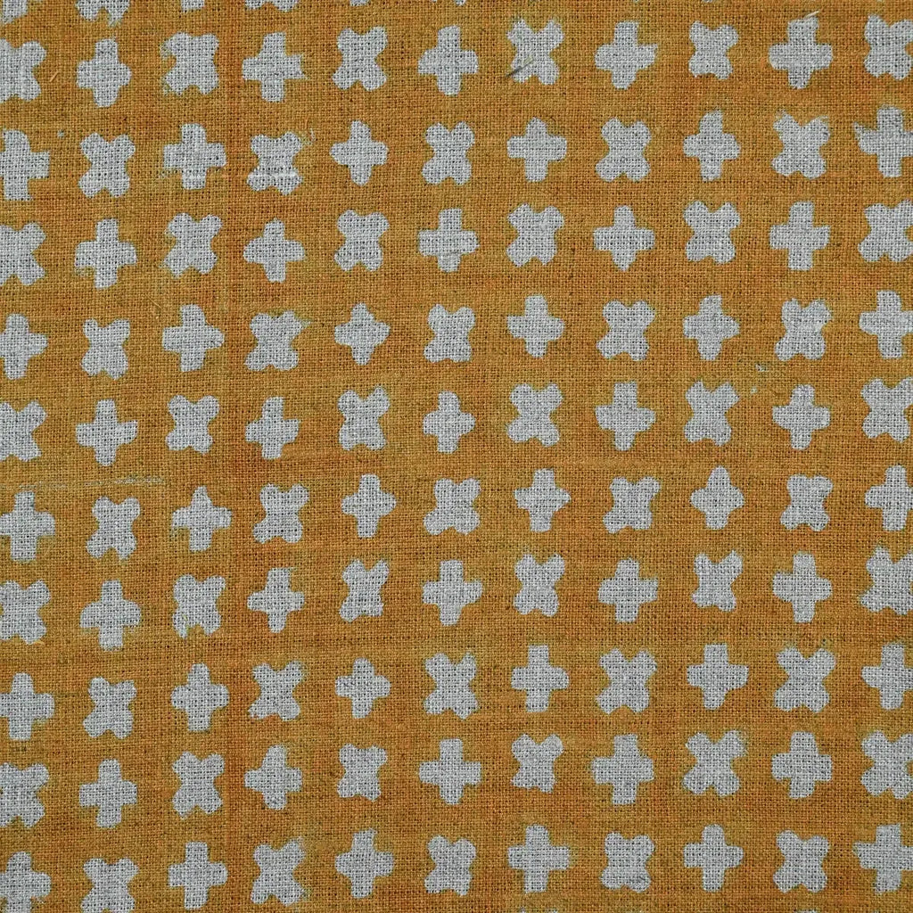 1 Yard Cut Out-Enoki Designer Linen Fabric 1 Yard Mustard Off-White Linen Fabric