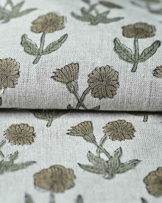 Madison Premium Hand Block Printed Linen Linen Fabric